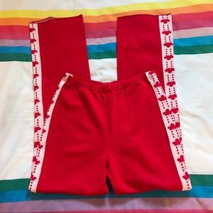 Vintage Red Maple Leaf Pants Size Large Long